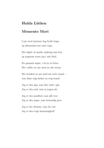 Hulda Lütken - Memento Mori